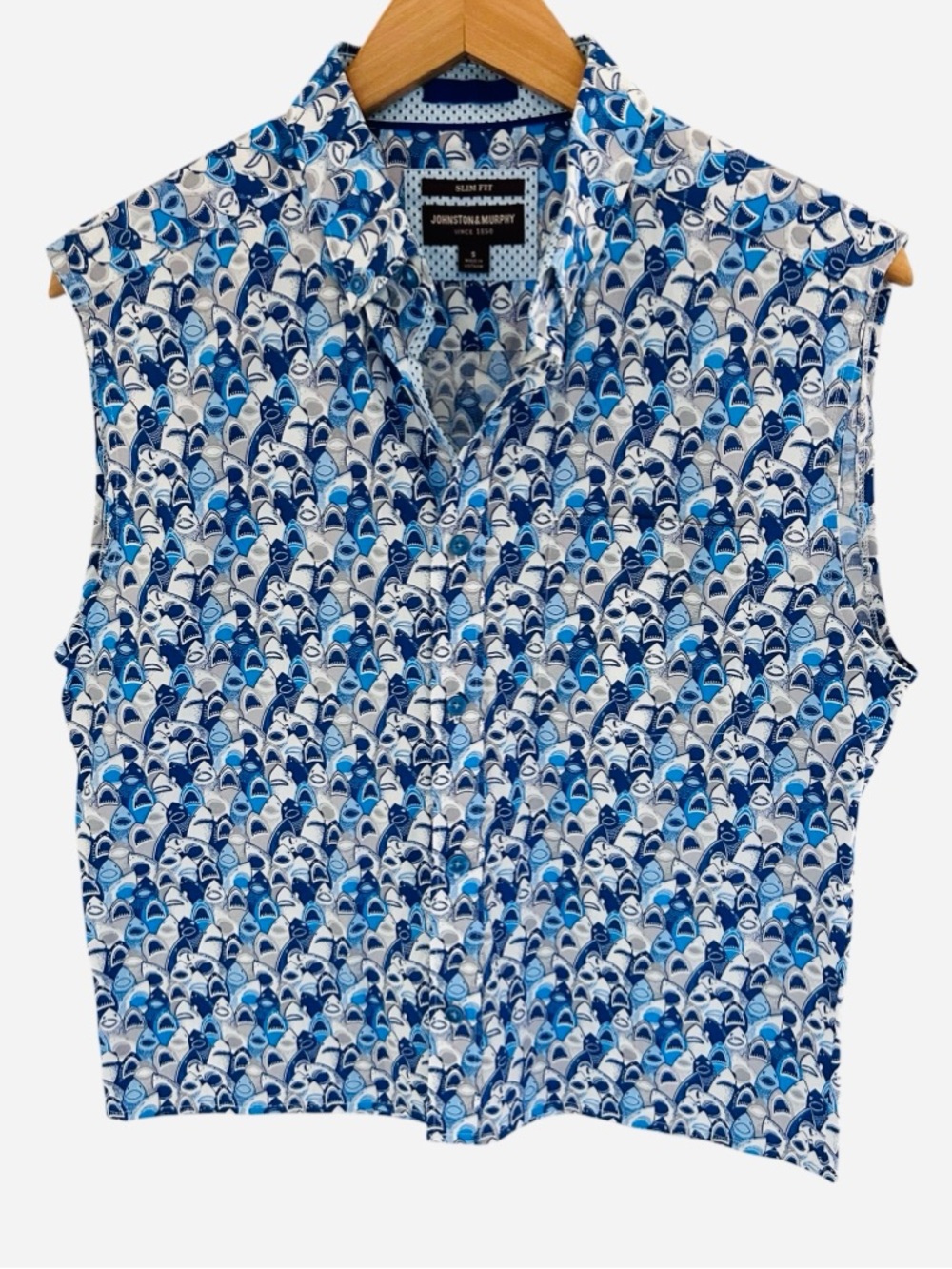 Johnston & Murphy Sleeveless Shark Head Shirt Size Small